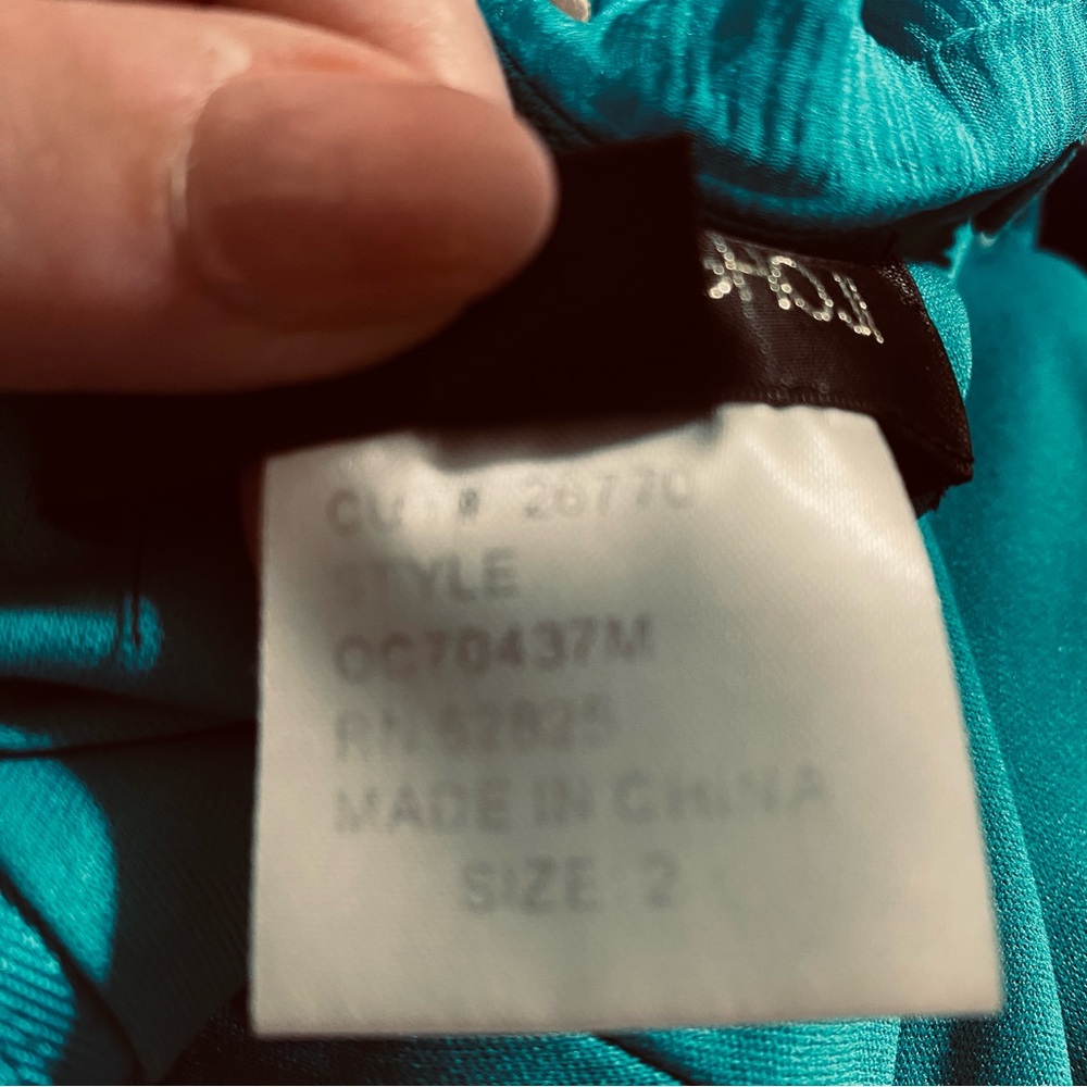 Tadashi Shoji Teal Silk Off Shoulder Cocktail Dress Sz 2 Pleated Bodycon Sheath - Picture 14 of 15